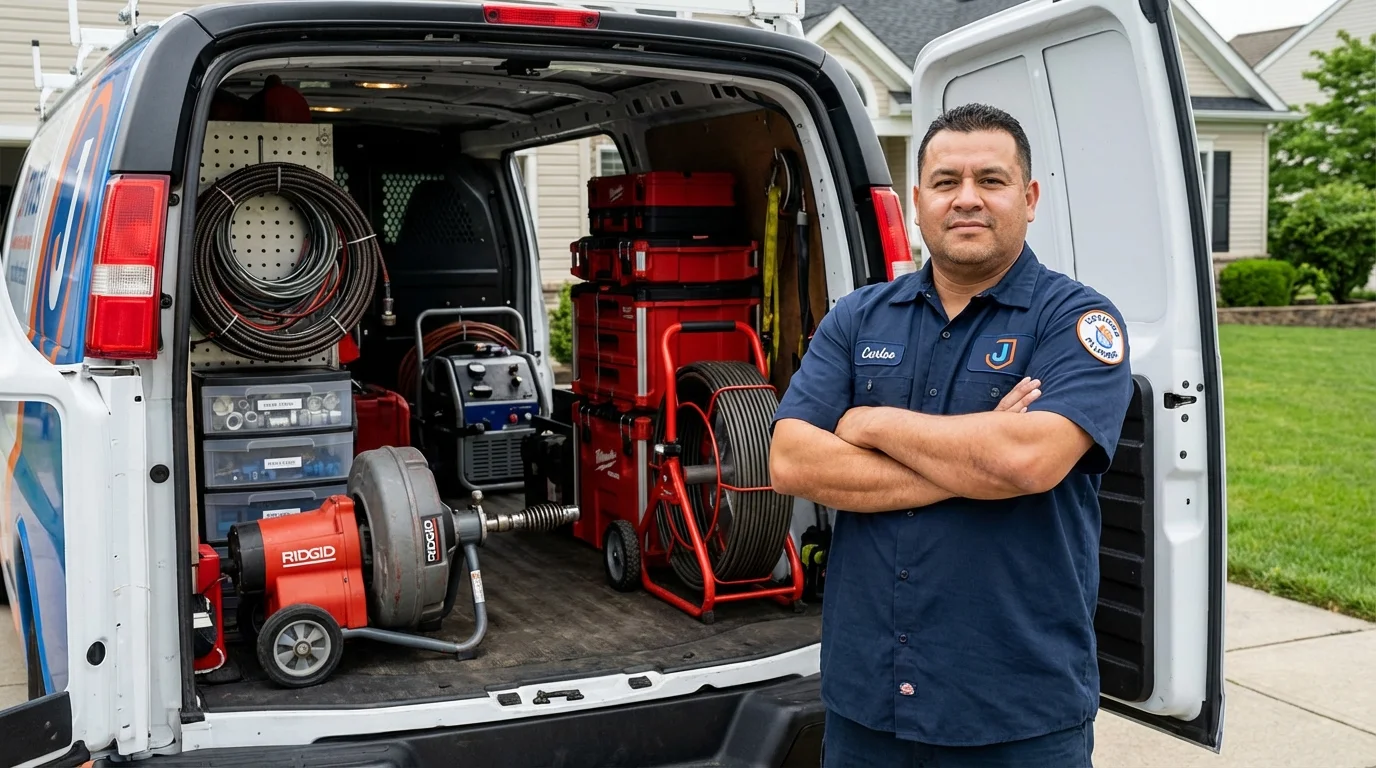 Professional drain cleaning equipment and Johns Plumbing LLC plumber in Denton